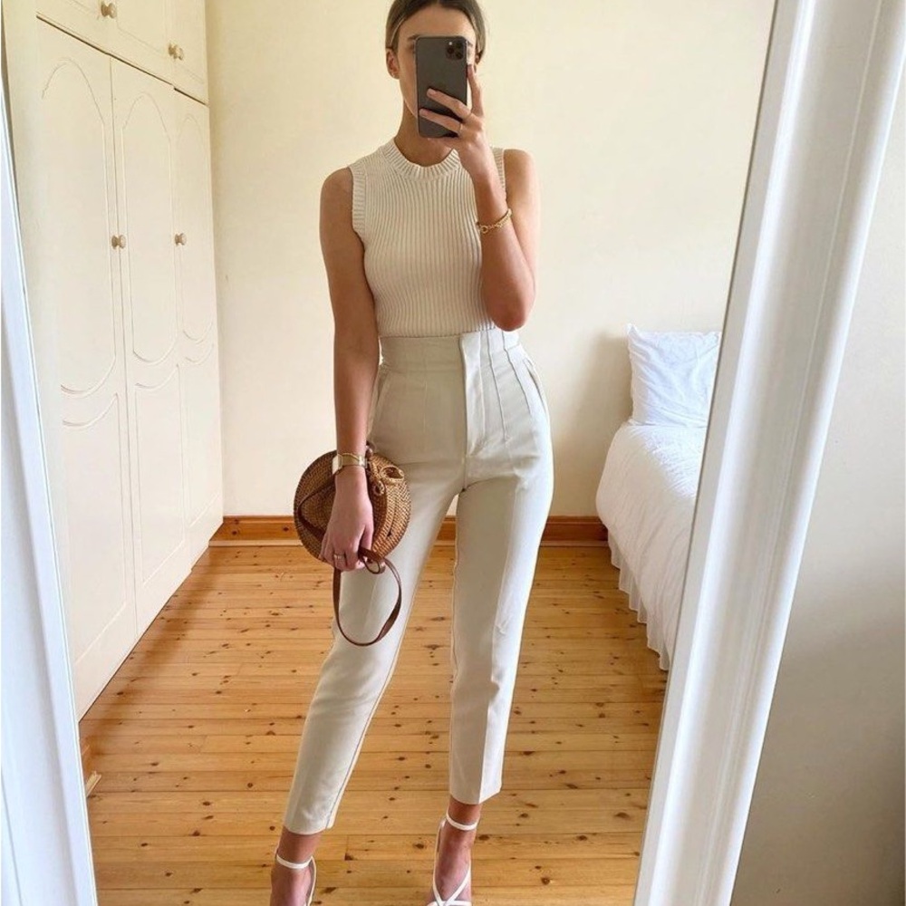 Zara Cream Tailored Pants - Picture 6 of 6